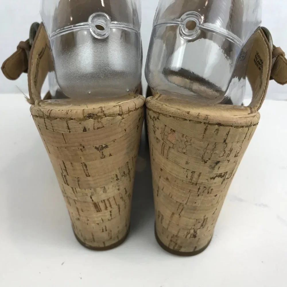 Born leather cork wedge platform sandal US 9